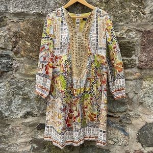 Nicole Miller Collection Silk Aztec Print Tunic Dress Size M
